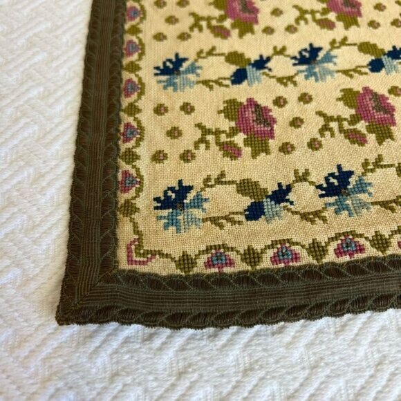 Vintage Antique 50s 60s Handmade Floral Pillow Case Embroidered Hand Stitched - Picture 3 of 7